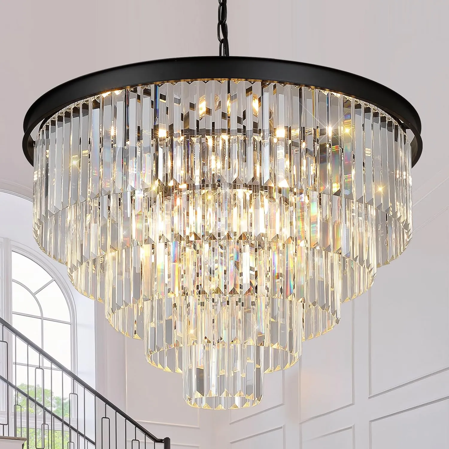 Modern Crystal Chandeliers Ceiling Pendant Light Fixture for Living Room Dining Room Foyer Kitchen Entryway