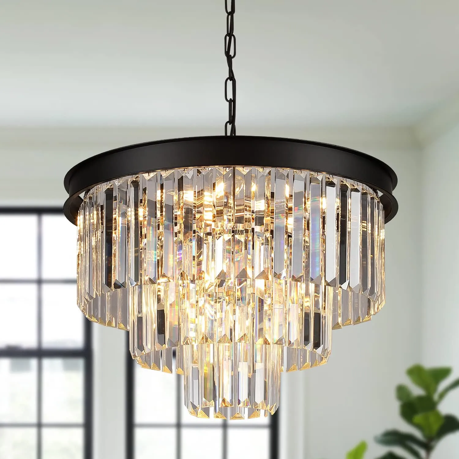 Modern Crystal Chandeliers Ceiling Pendant Light Fixture for Living Room Dining Room Foyer Kitchen Entryway