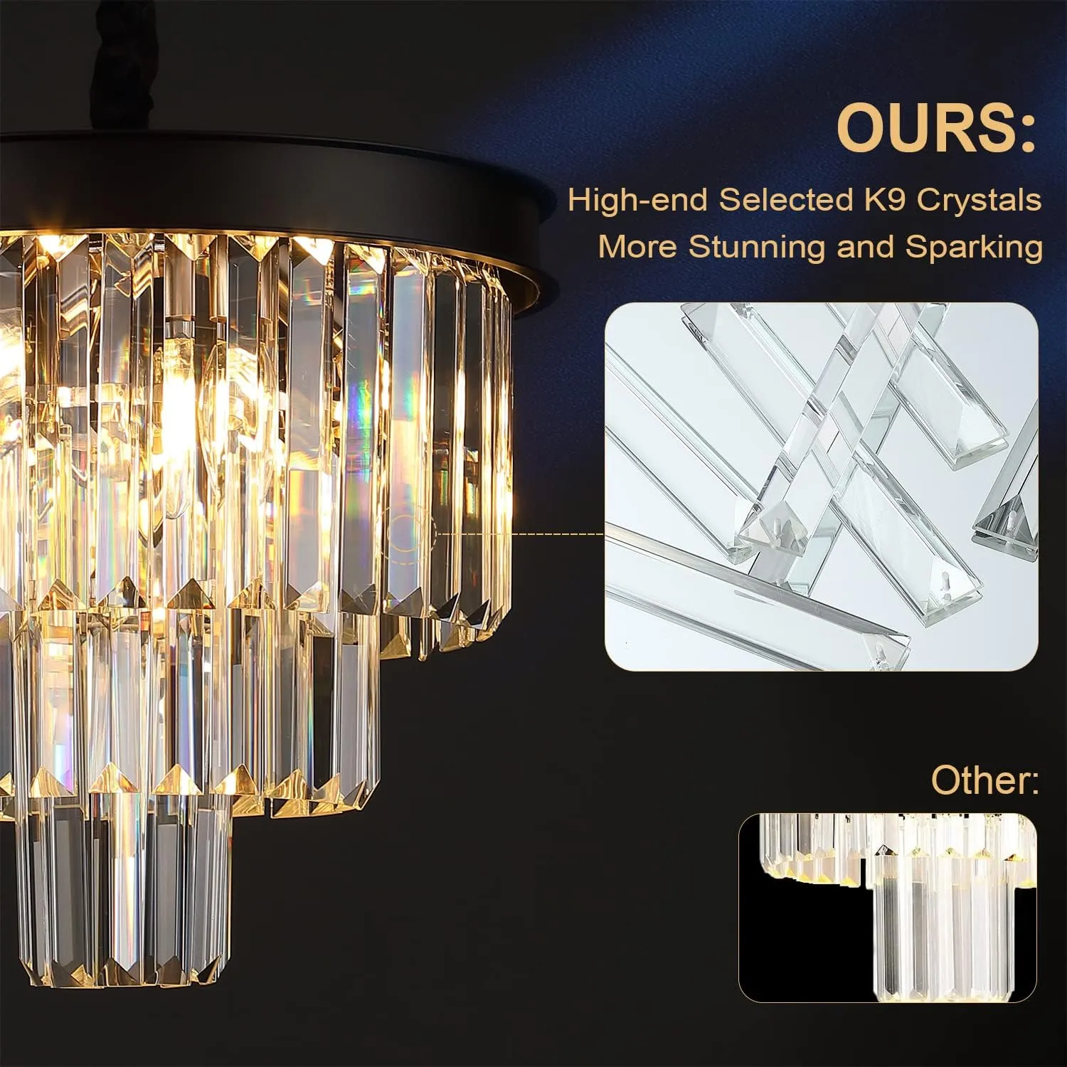 Modern Crystal Chandeliers Ceiling Pendant Light Fixture for Living Room Dining Room Foyer Kitchen Entryway