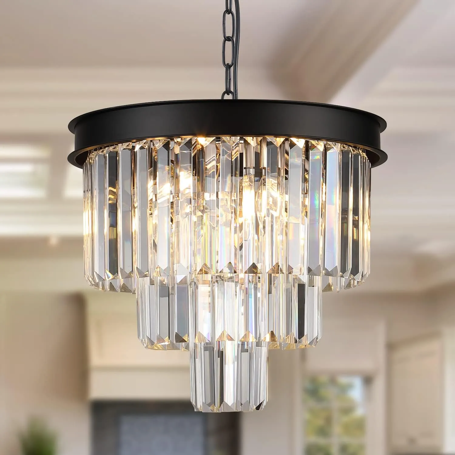 Modern Crystal Chandeliers Ceiling Pendant Light Fixture for Living Room Dining Room Foyer Kitchen Entryway