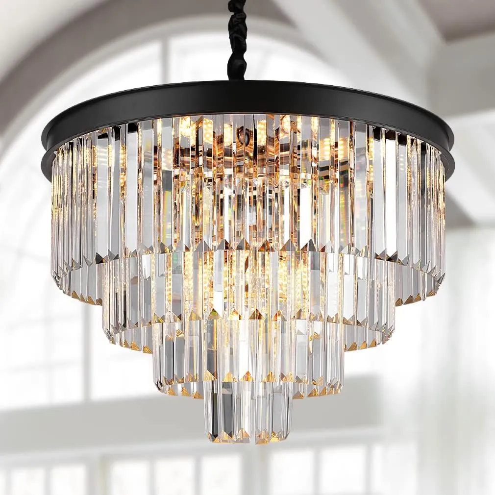 Modern Crystal Chandeliers Ceiling Pendant Light Fixture for Living Room Dining Room Foyer Kitchen Entryway