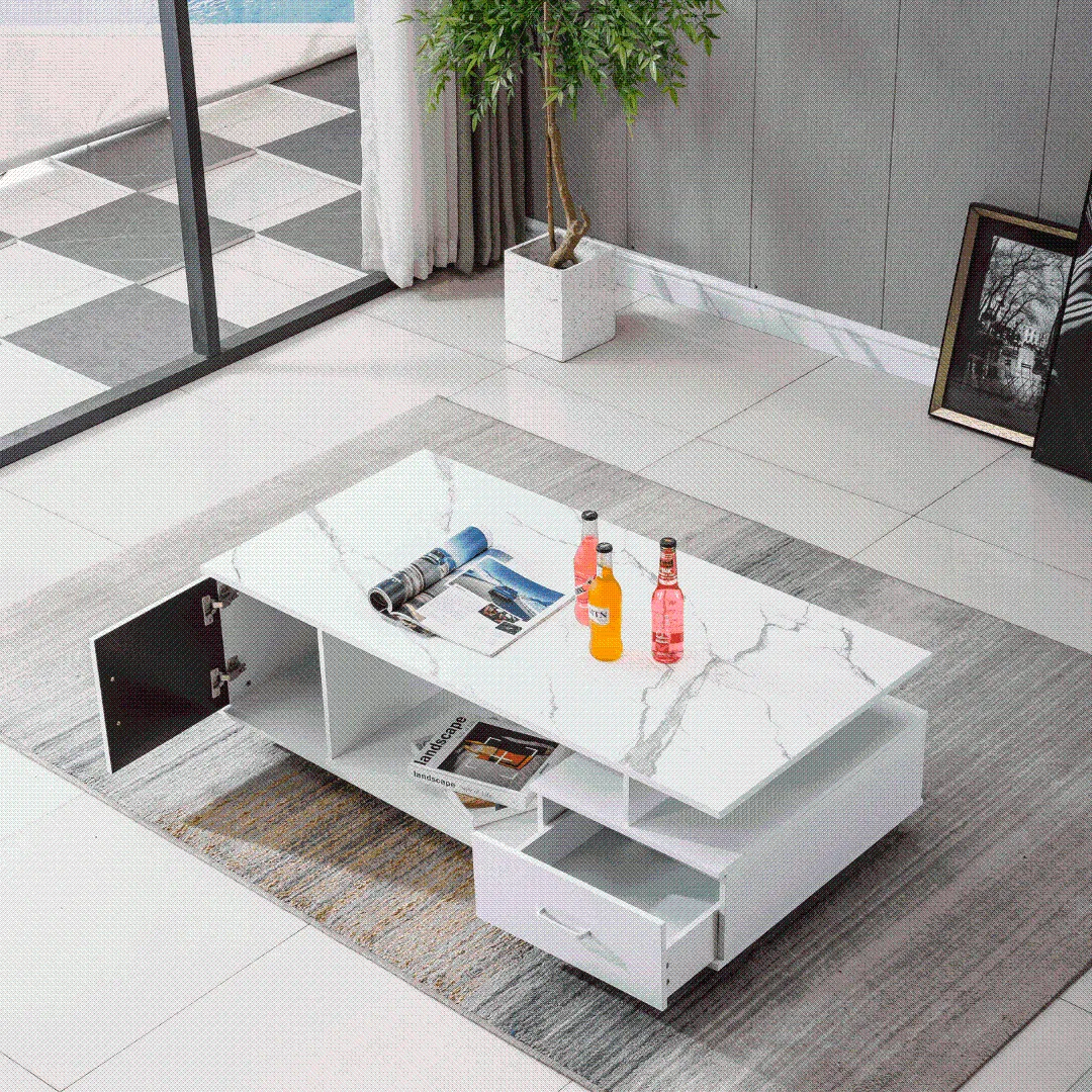 Modern Wood Coffee Table - White - CT-288