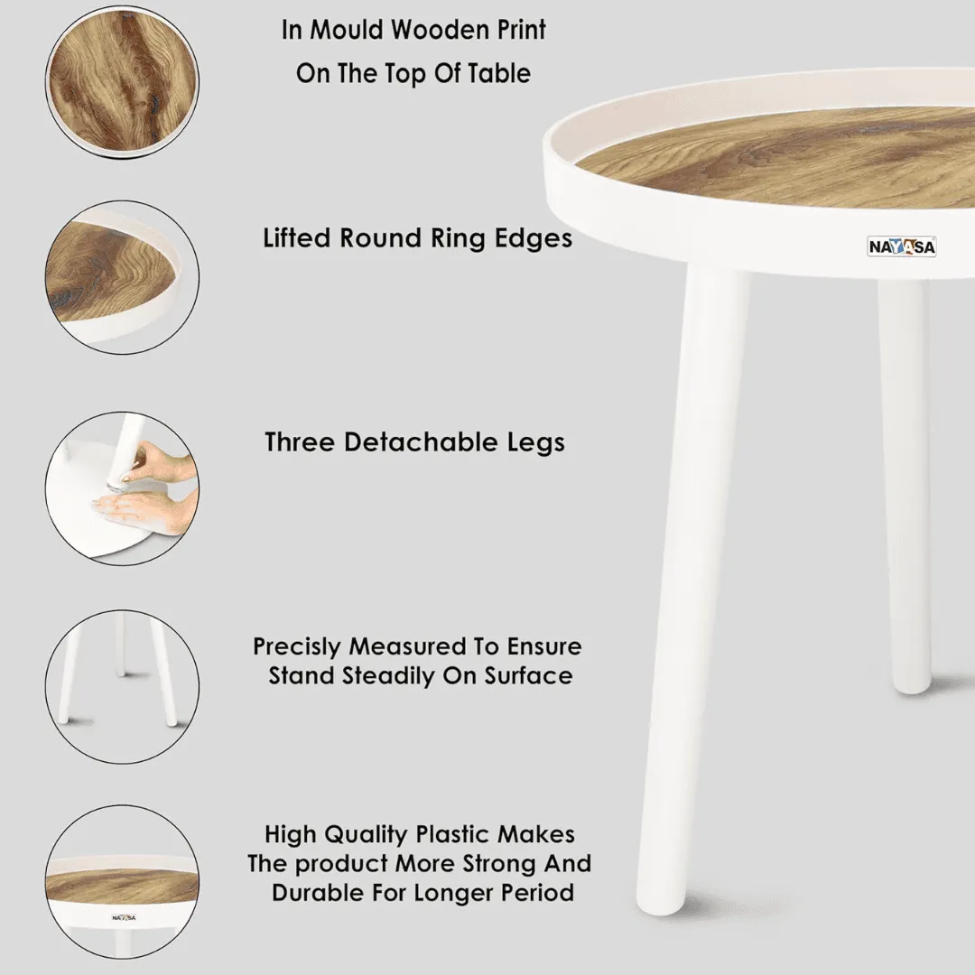 Nayasa Plastic Round Brown Modern Side Coffee Table