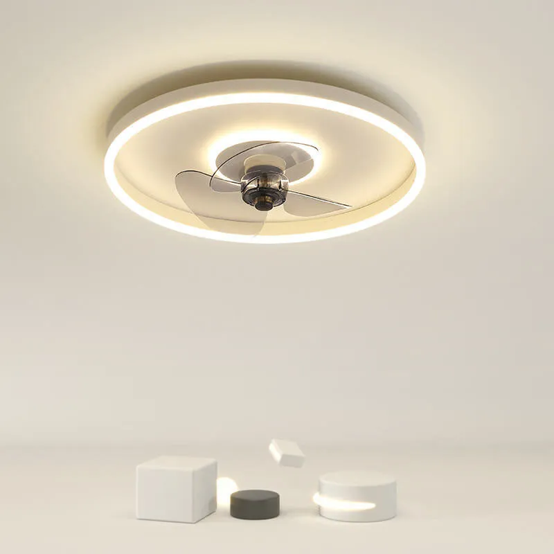 Nordic Minimalist Round Invisible LED Flush Mount Ceiling Fan Light