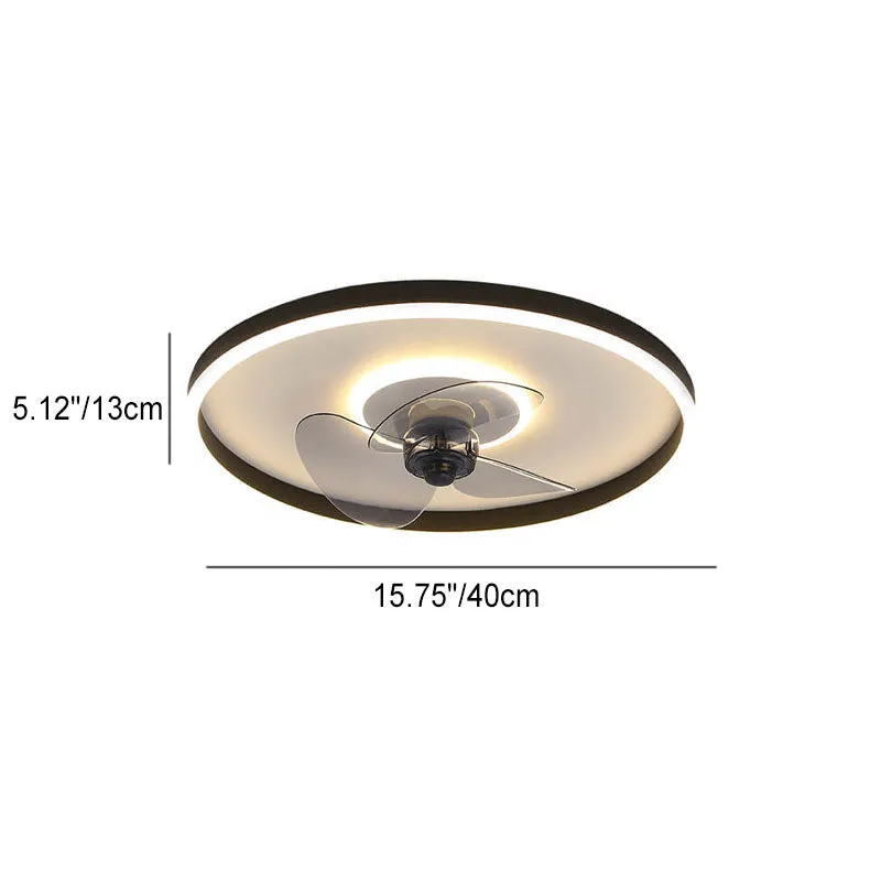 Nordic Minimalist Round Invisible LED Flush Mount Ceiling Fan Light