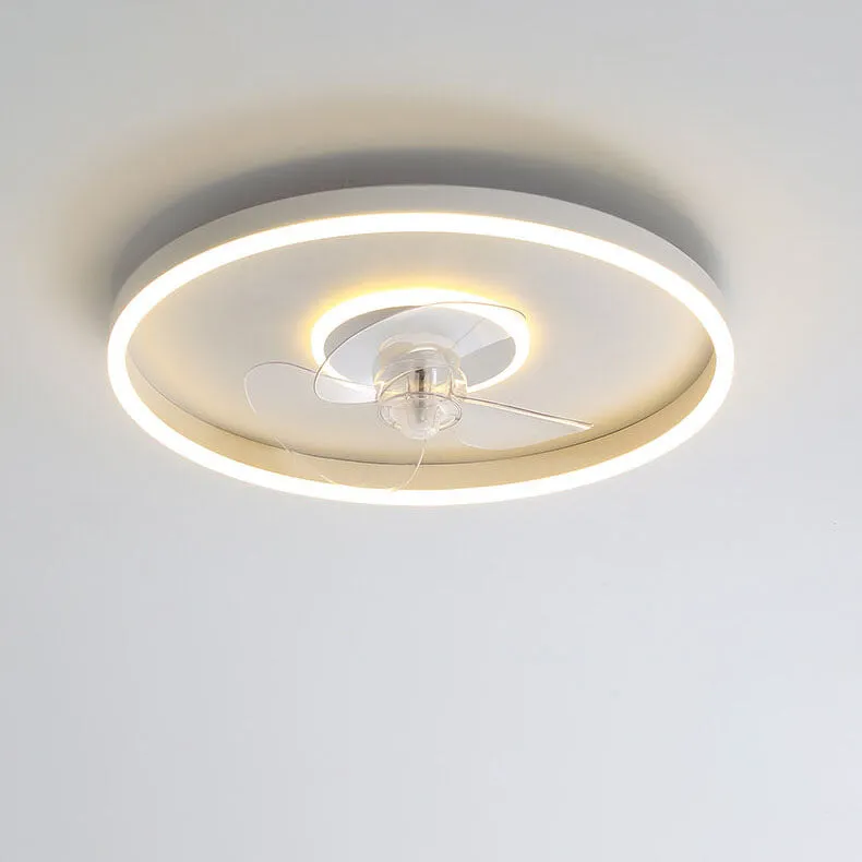 Nordic Minimalist Round Invisible LED Flush Mount Ceiling Fan Light