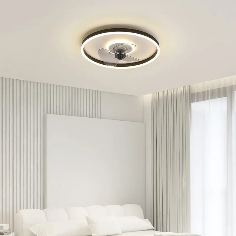 Nordic Minimalist Round Invisible LED Flush Mount Ceiling Fan Light