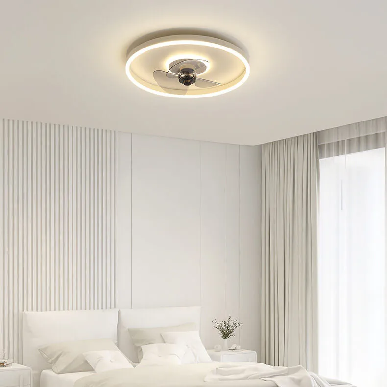 Nordic Minimalist Round Invisible LED Flush Mount Ceiling Fan Light