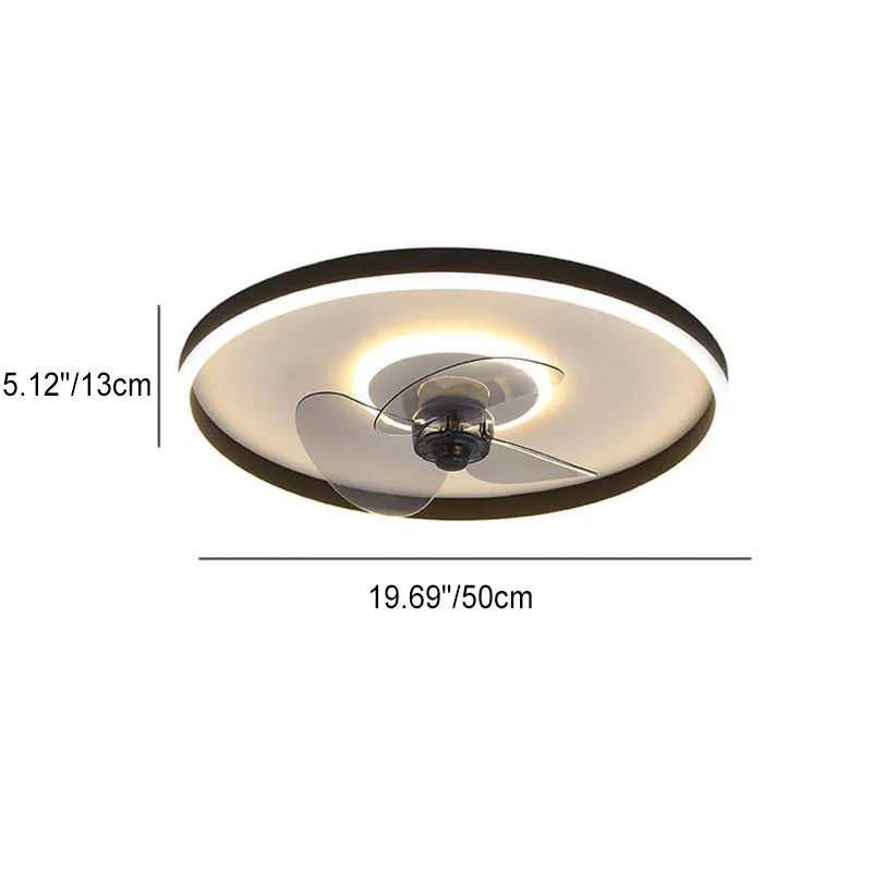 Nordic Minimalist Round Invisible LED Flush Mount Ceiling Fan Light