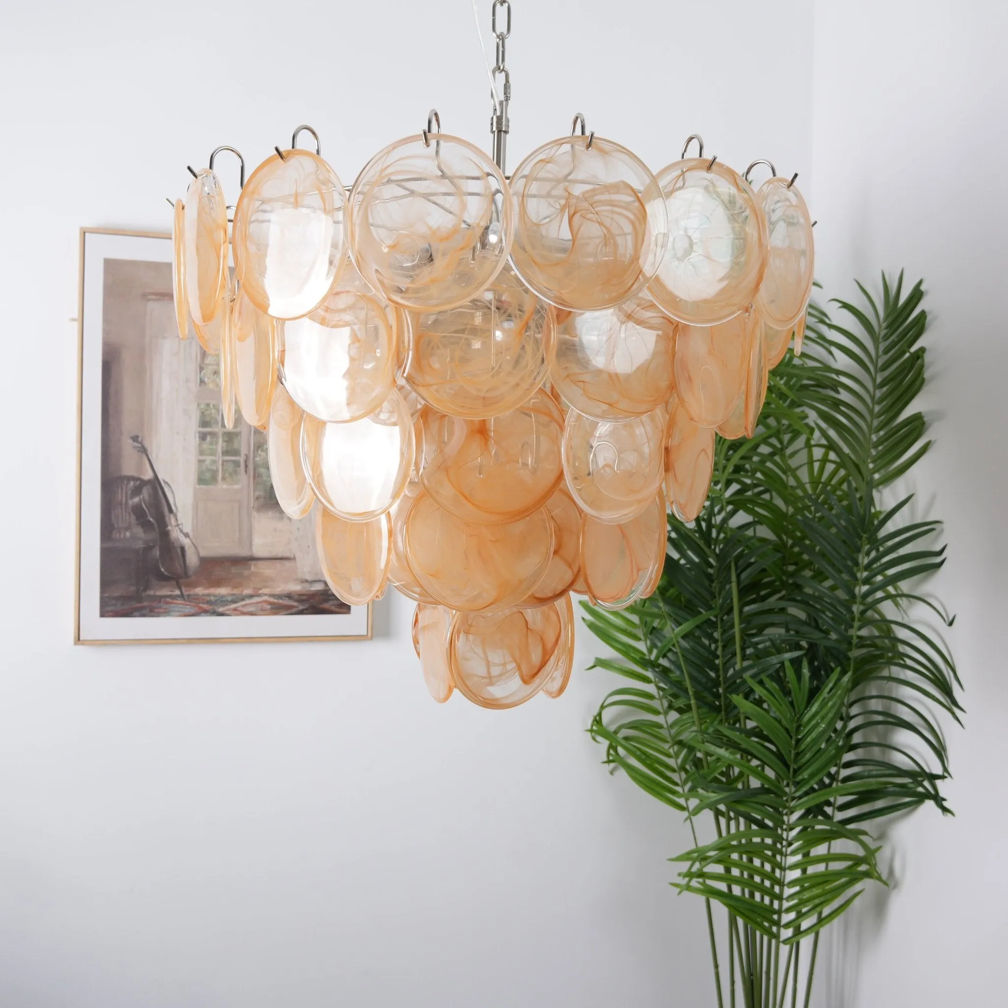 Orange Murano Disc Chandelier