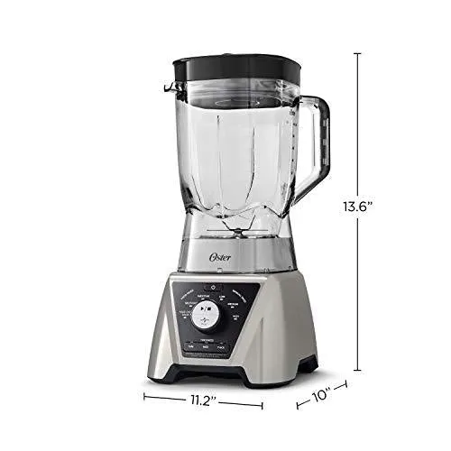 Oster BLSTTSCB2000 Texture Select Settings Pro Blender with 2 Blend-N-Go Cups and Tritan Jar, 64 Ounces, Brushed Nickel