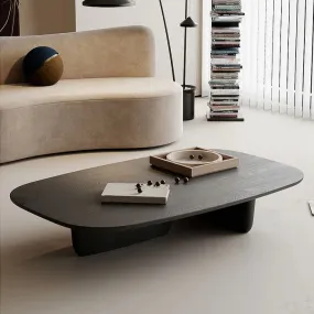 Oval Black/Brown Modern Coffee Table in Wood