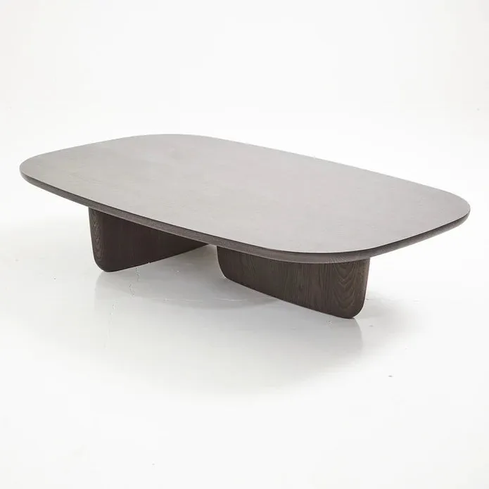 Oval Black/Brown Modern Coffee Table in Wood