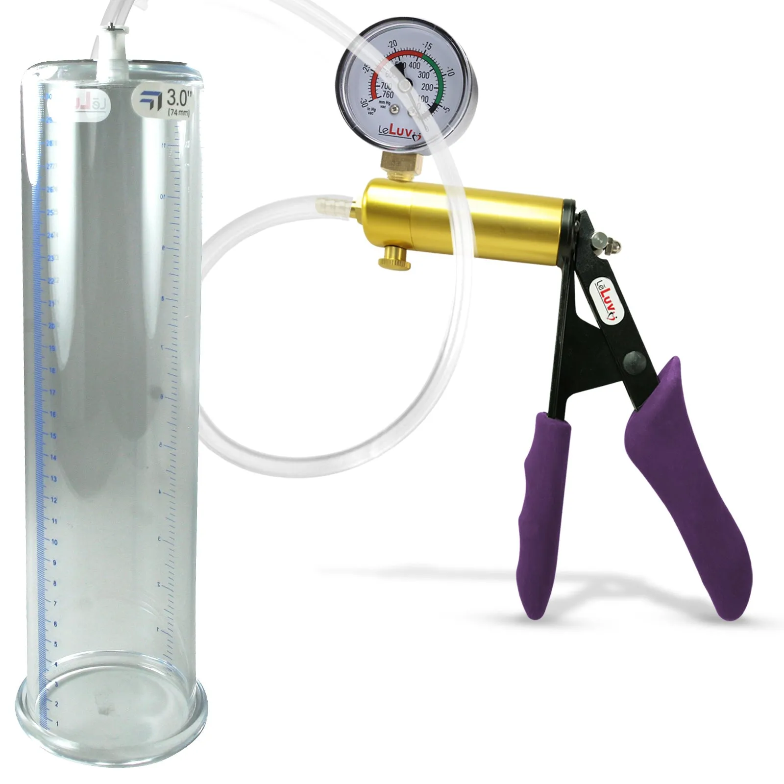 Penis Pump   Gauge LeLuv ULTIMA Purple Silicone Handle 9 Inch Length Untapered Choose Diameter