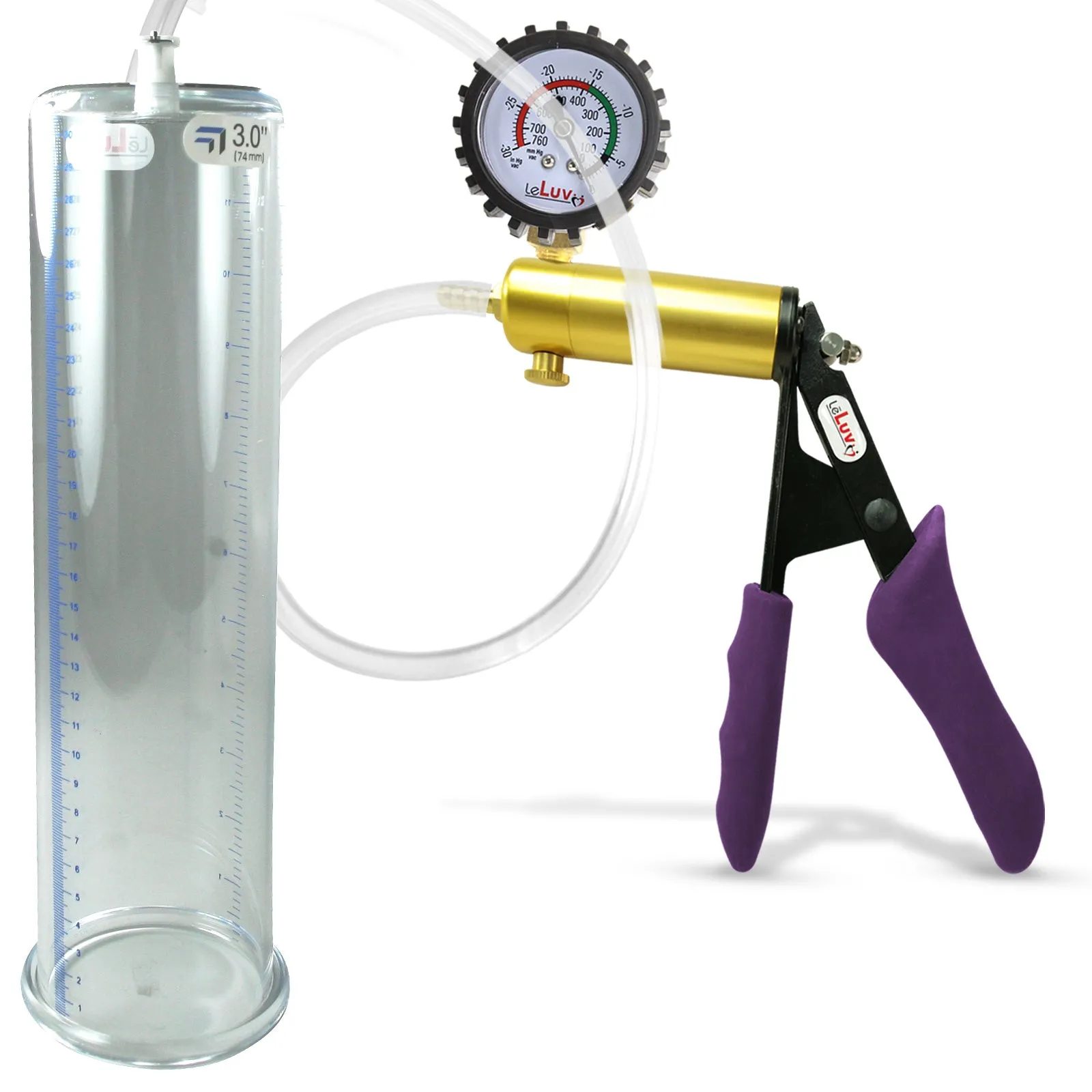 Penis Pump   Gauge LeLuv ULTIMA Purple Silicone Handle 9 Inch Length Untapered Choose Diameter