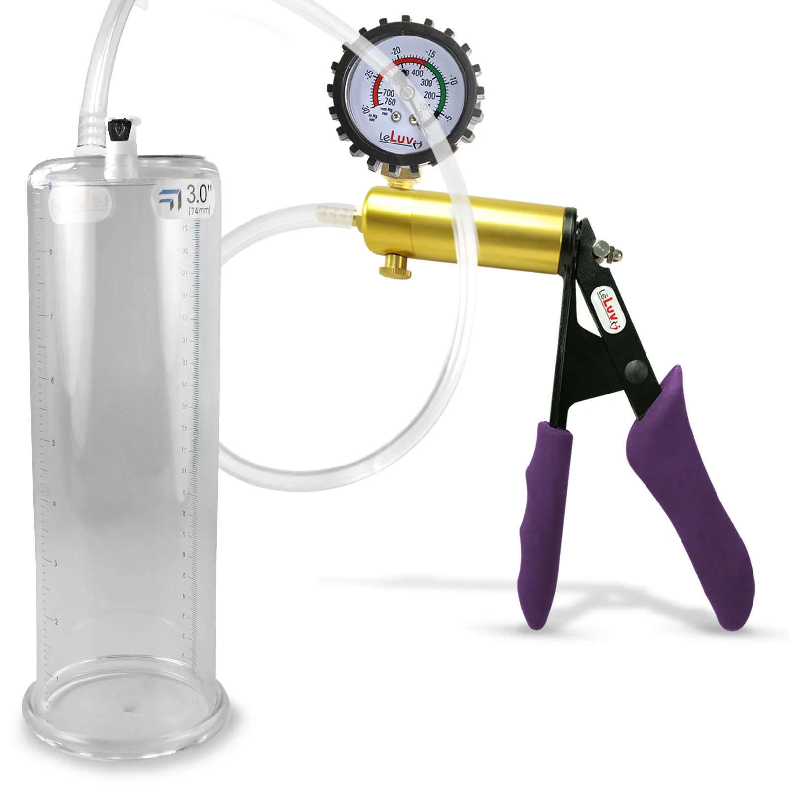 Penis Pump   Gauge LeLuv ULTIMA Purple Silicone Handle 9 Inch Length Untapered Choose Diameter