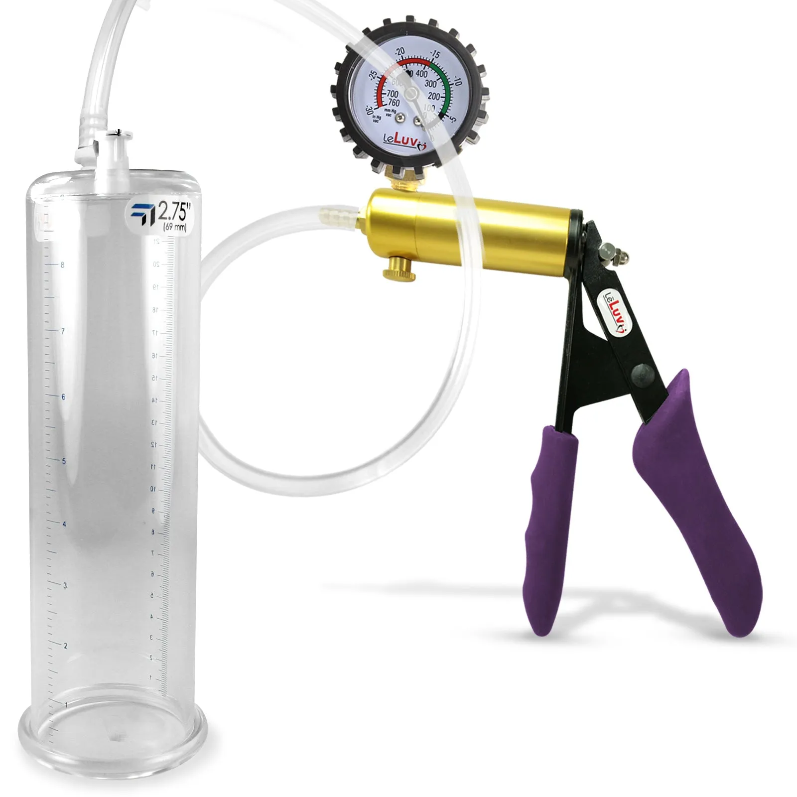 Penis Pump   Gauge LeLuv ULTIMA Purple Silicone Handle 9 Inch Length Untapered Choose Diameter