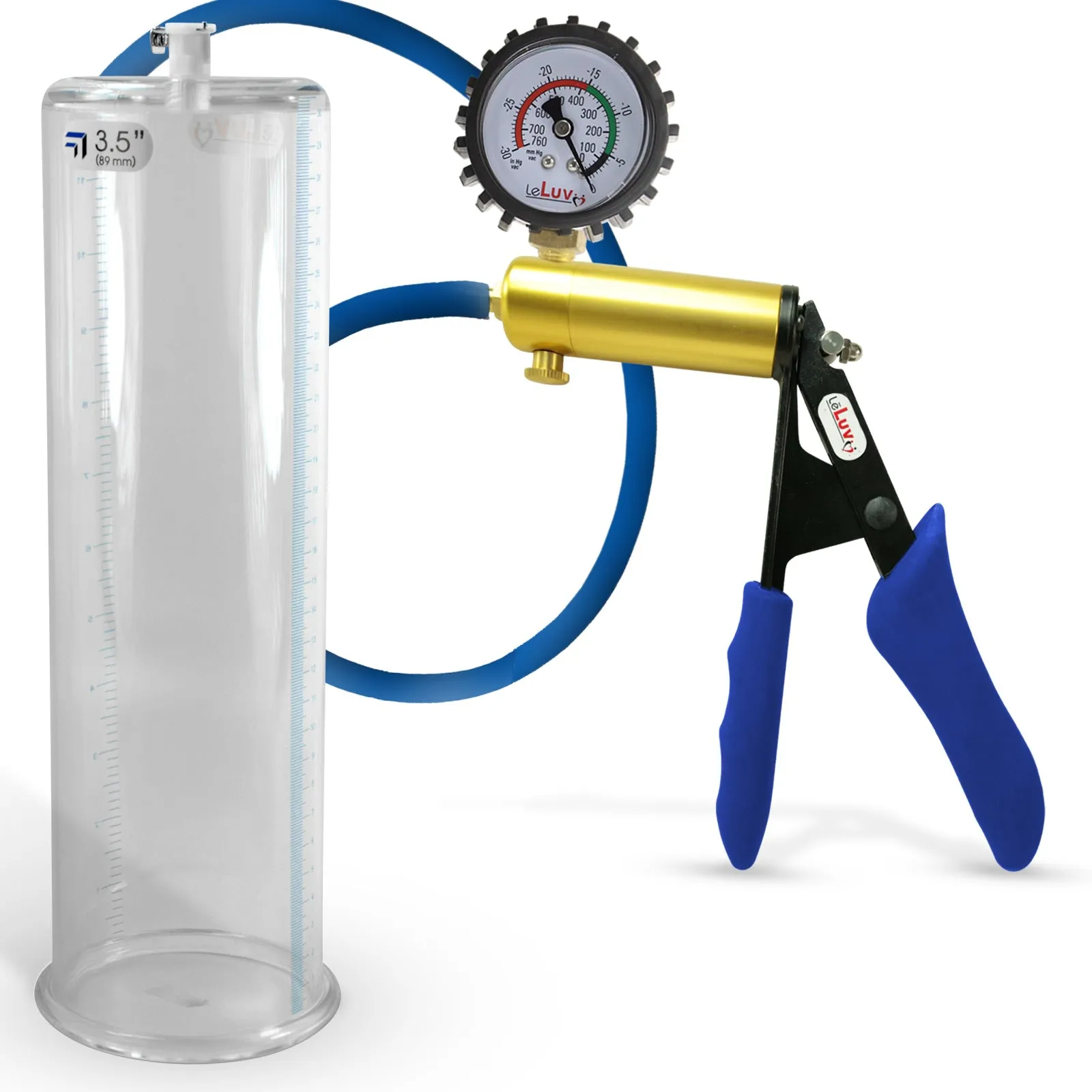 Penis Pump LeLuv ULTIMA   Gauge Options | Blue Premium Silicone Handle & Hose