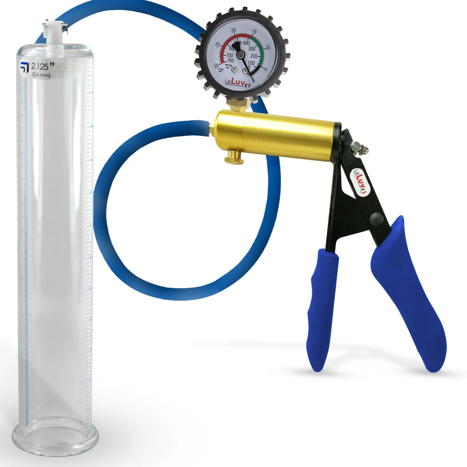 Penis Pump LeLuv ULTIMA   Gauge Options | Blue Premium Silicone Handle & Hose