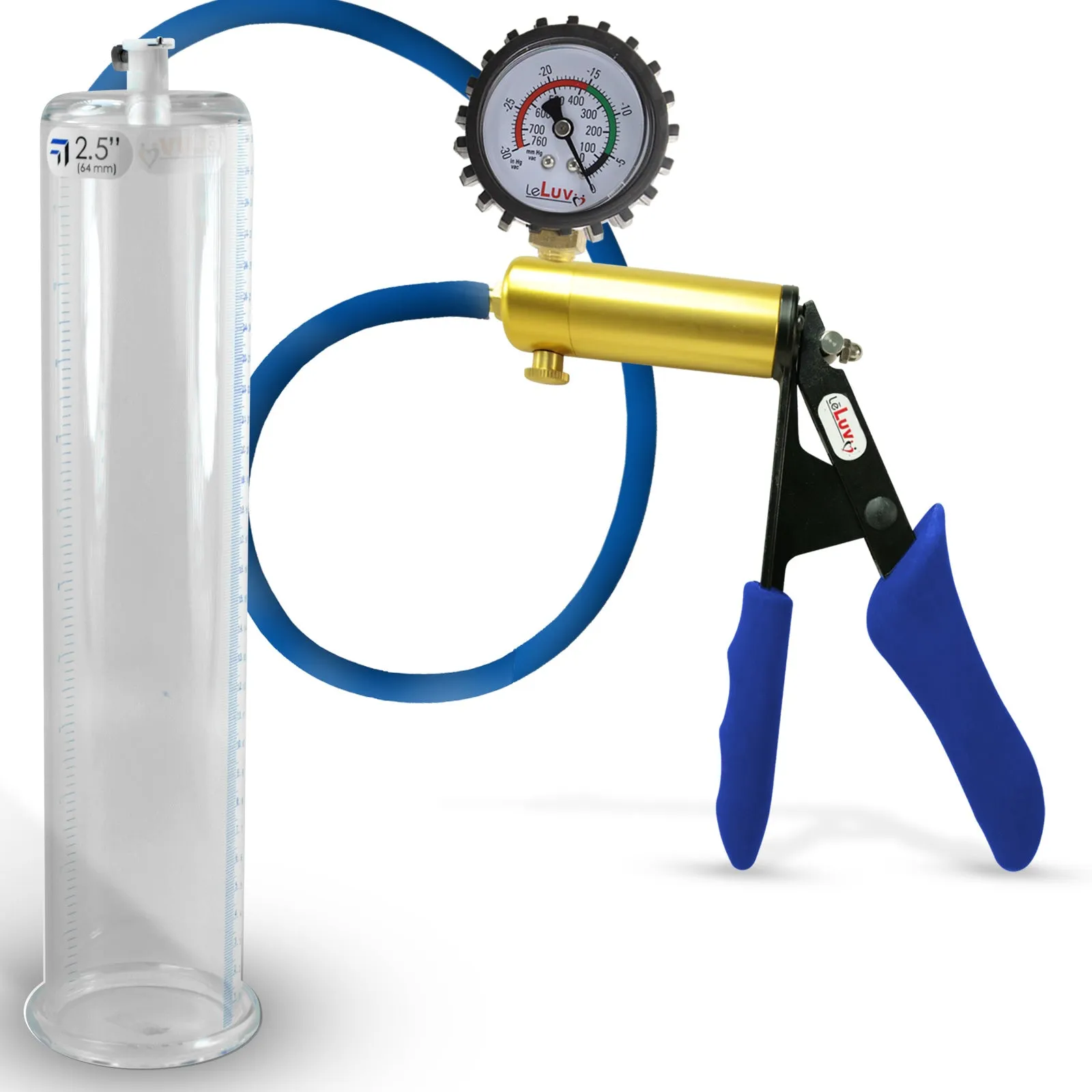 Penis Pump LeLuv ULTIMA   Gauge Options | Blue Premium Silicone Handle & Hose