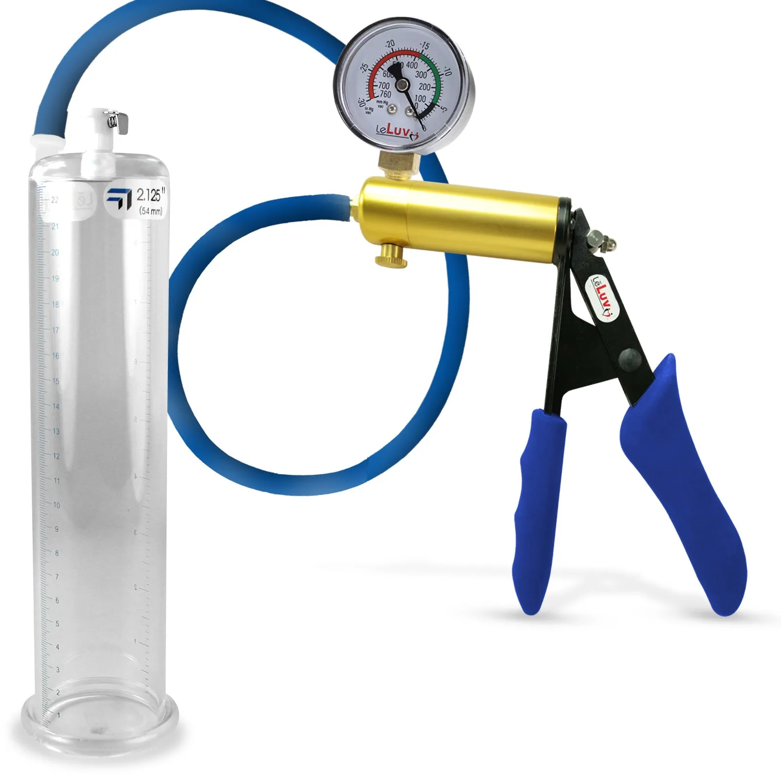 Penis Pump LeLuv ULTIMA   Gauge Options | Blue Premium Silicone Handle & Hose