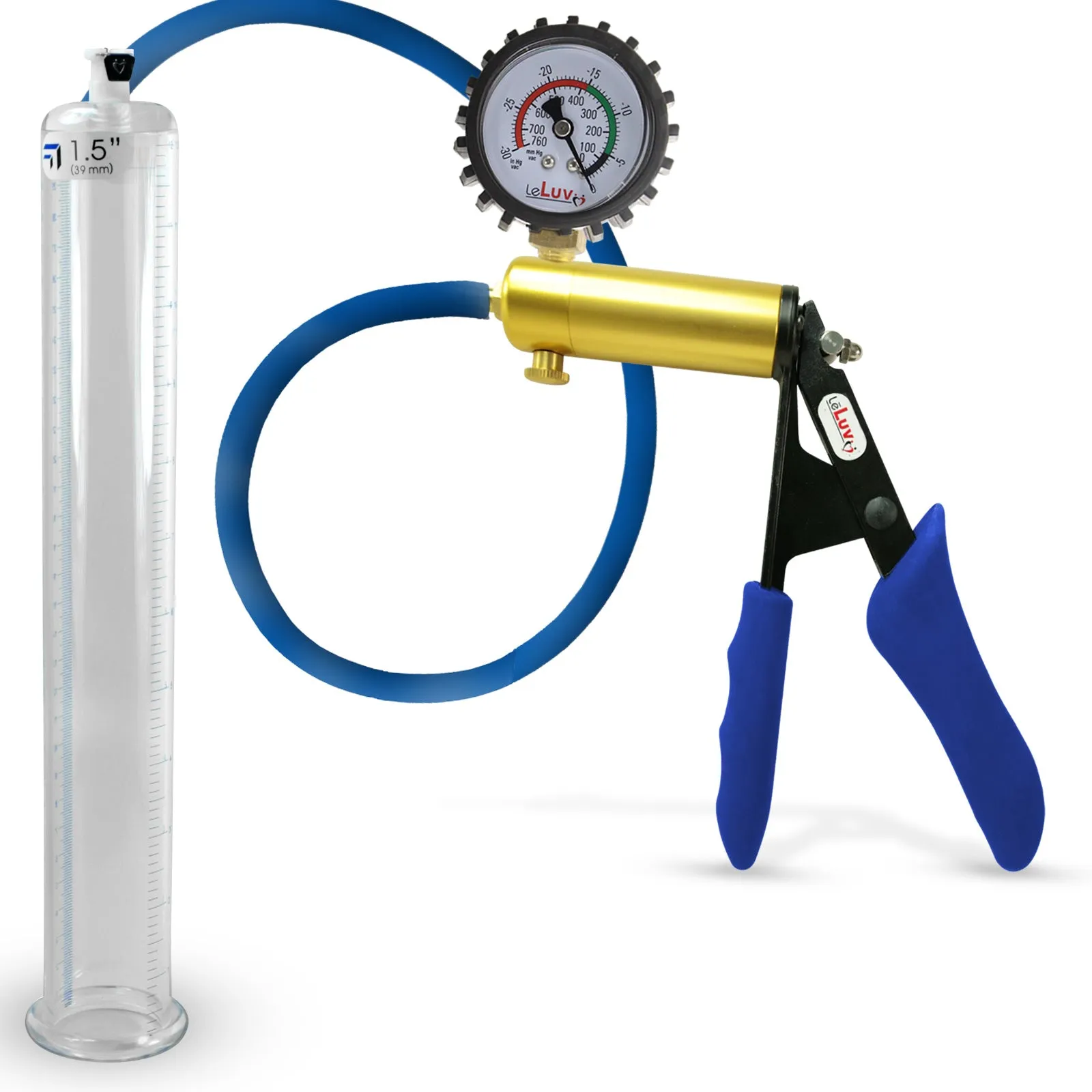 Penis Pump LeLuv ULTIMA   Gauge Options | Blue Premium Silicone Handle & Hose