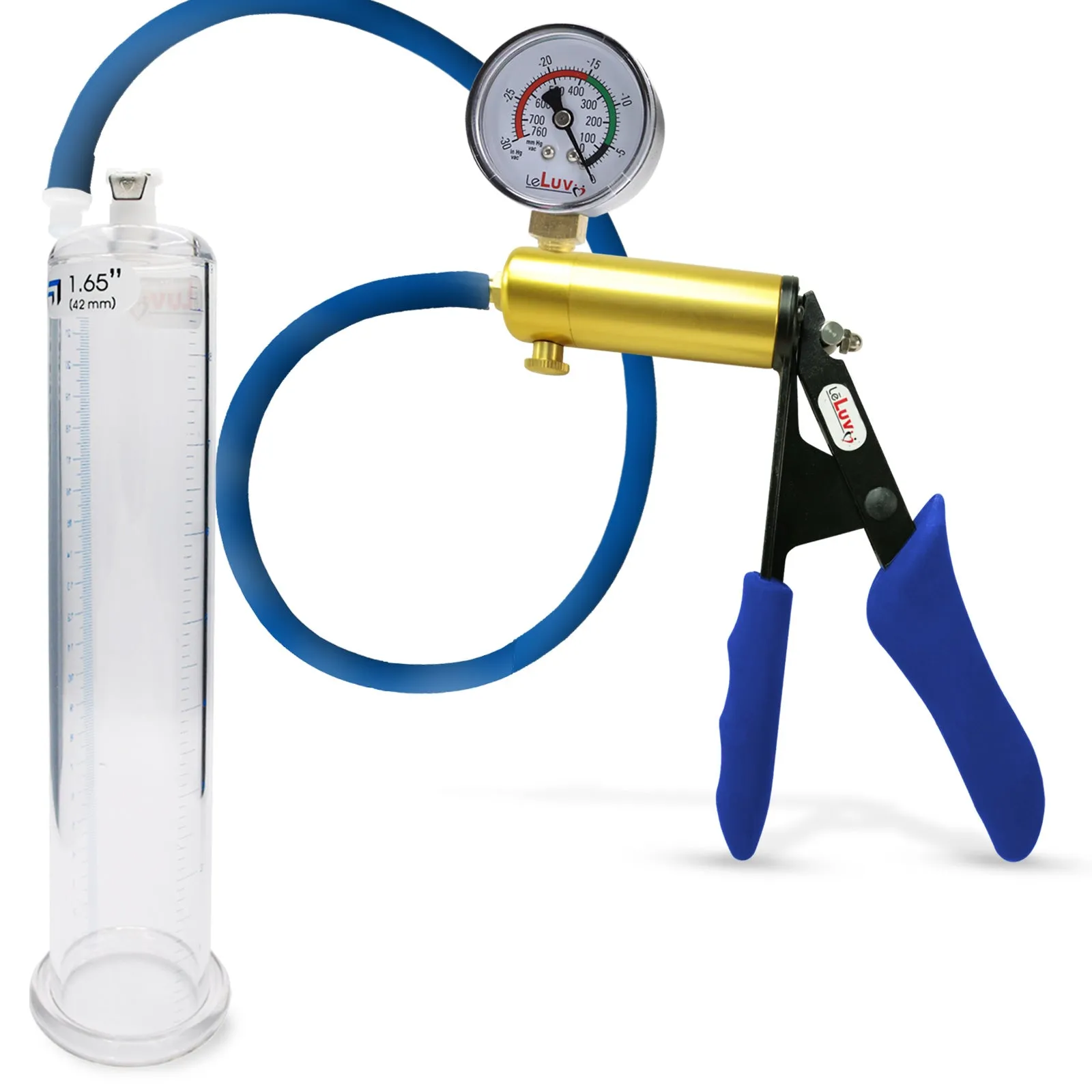 Penis Pump LeLuv ULTIMA   Gauge Options | Blue Premium Silicone Handle & Hose