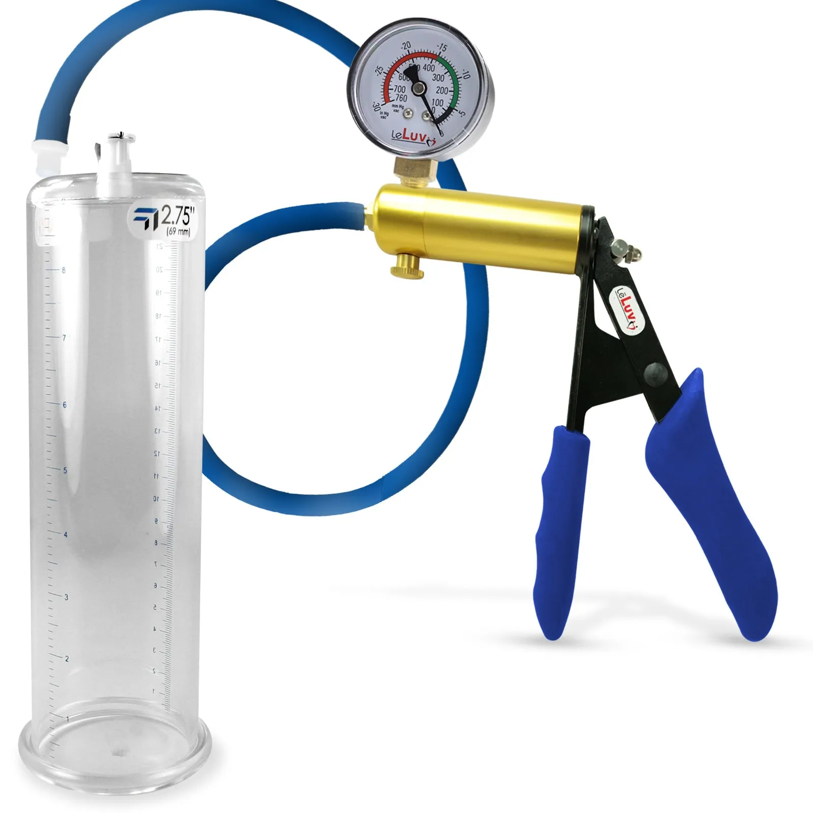 Penis Pump LeLuv ULTIMA   Gauge Options | Blue Premium Silicone Handle & Hose