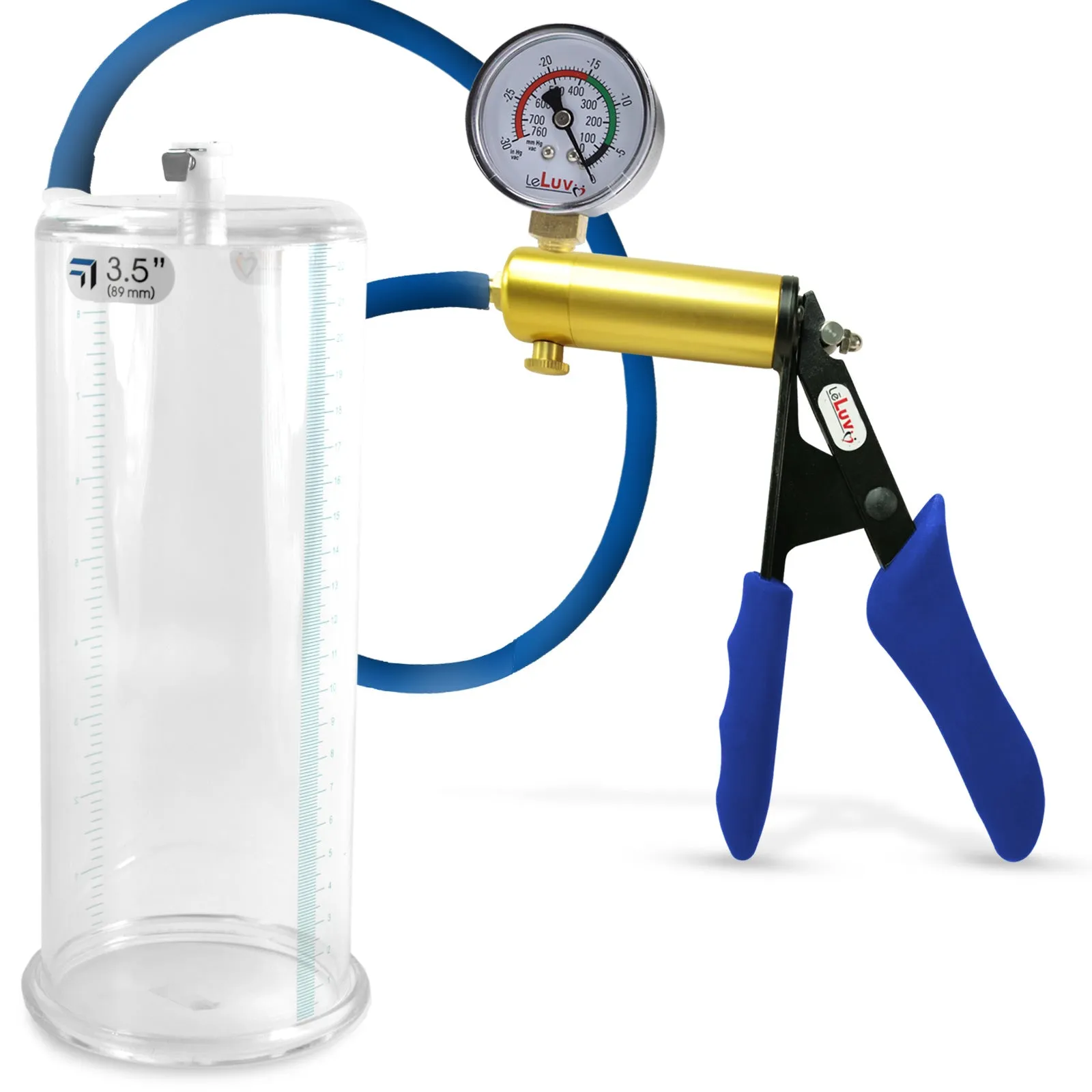 Penis Pump LeLuv ULTIMA   Gauge Options | Blue Premium Silicone Handle & Hose