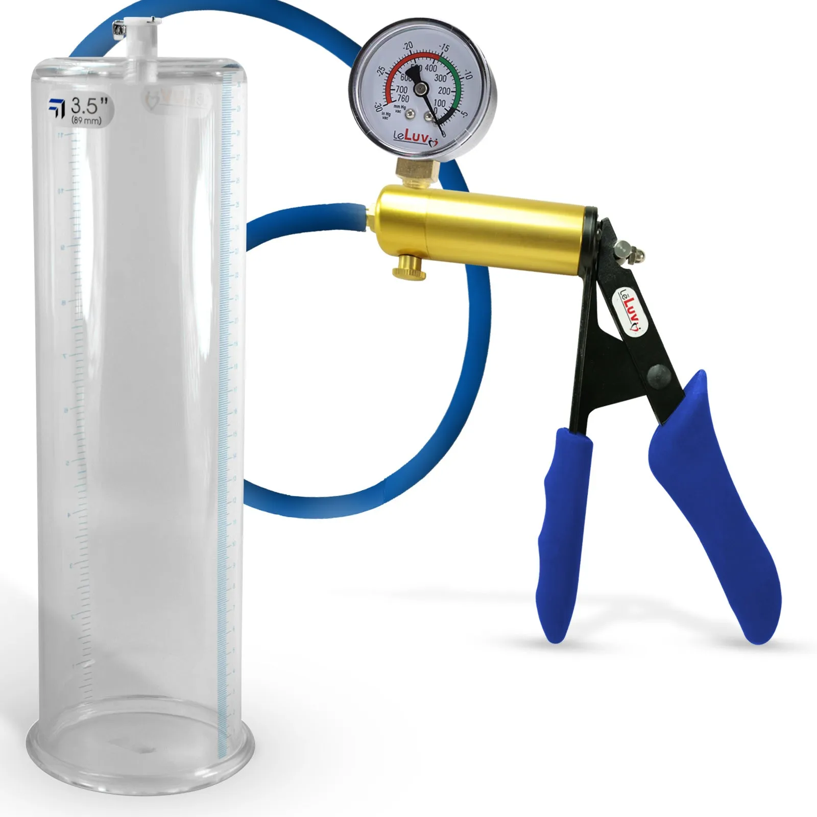 Penis Pump LeLuv ULTIMA   Gauge Options | Blue Premium Silicone Handle & Hose