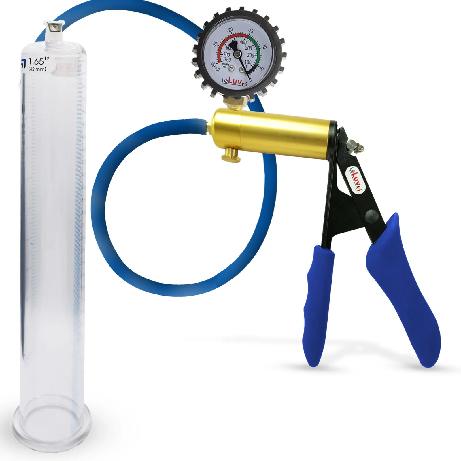 Penis Pump LeLuv ULTIMA   Gauge Options | Blue Premium Silicone Handle & Hose