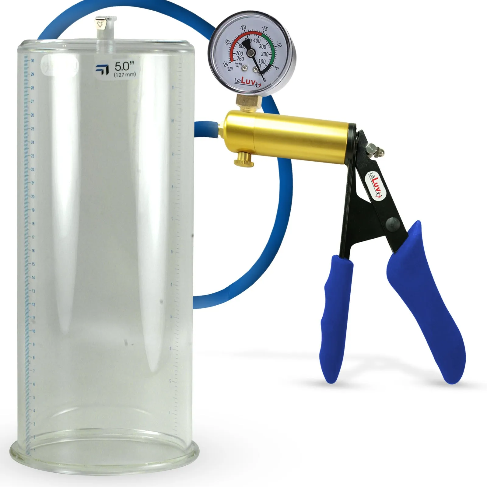 Penis Pump LeLuv ULTIMA   Gauge Options | Blue Premium Silicone Handle & Hose