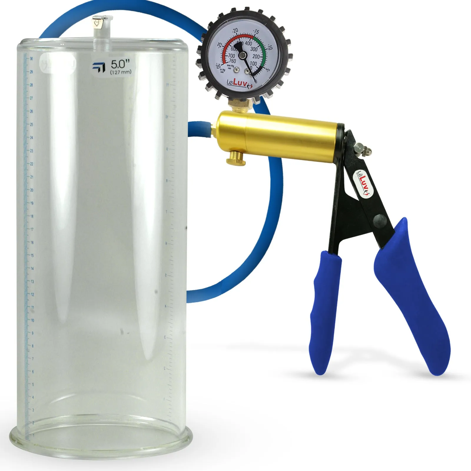 Penis Pump LeLuv ULTIMA   Gauge Options | Blue Premium Silicone Handle & Hose