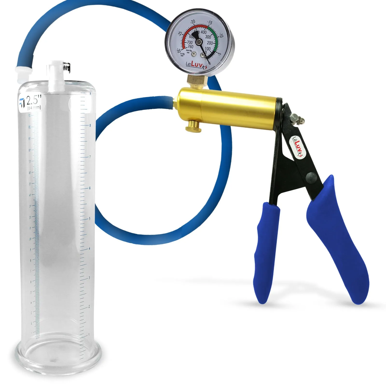 Penis Pump LeLuv ULTIMA   Gauge Options | Blue Premium Silicone Handle & Hose