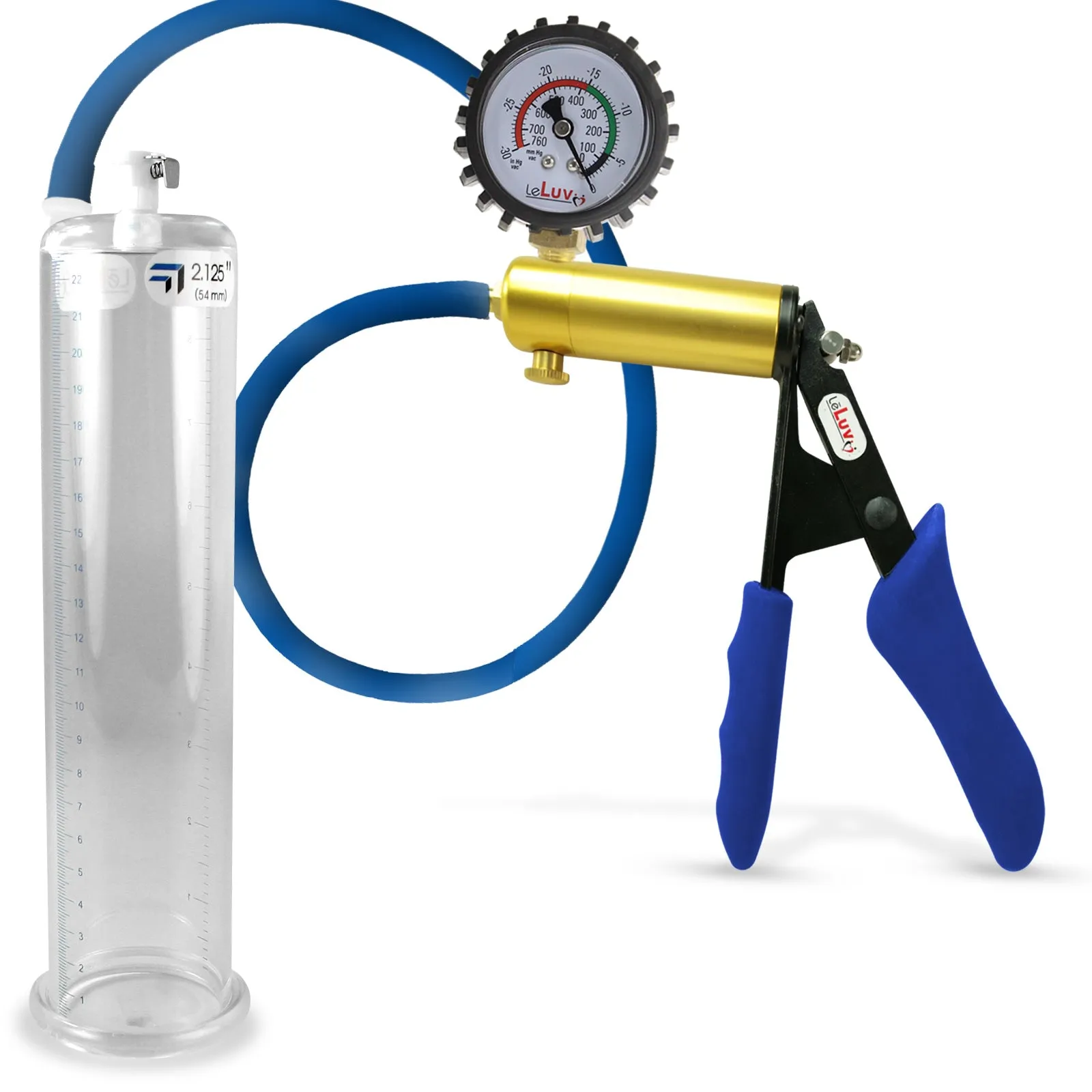 Penis Pump LeLuv ULTIMA   Gauge Options | Blue Premium Silicone Handle & Hose