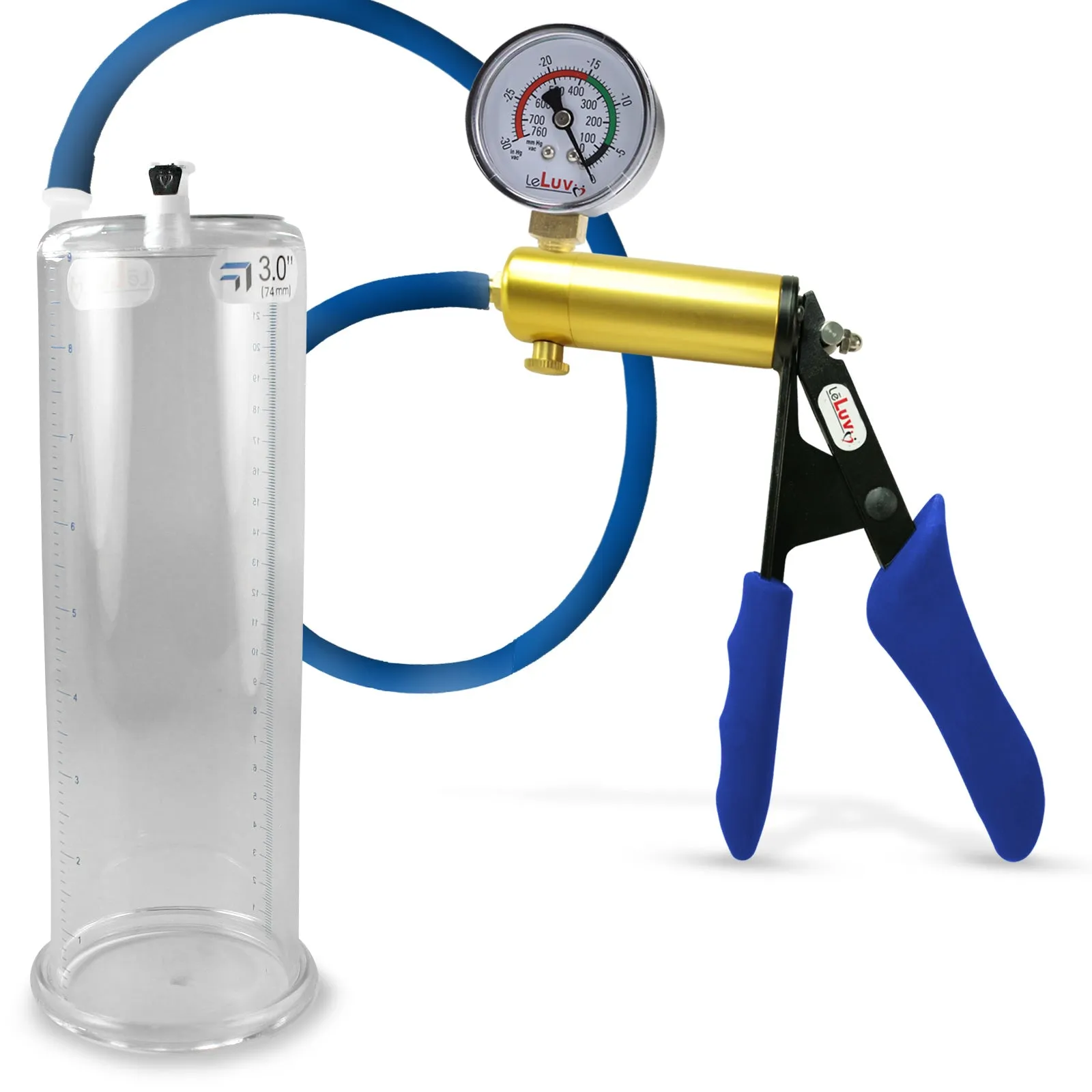 Penis Pump LeLuv ULTIMA   Gauge Options | Blue Premium Silicone Handle & Hose