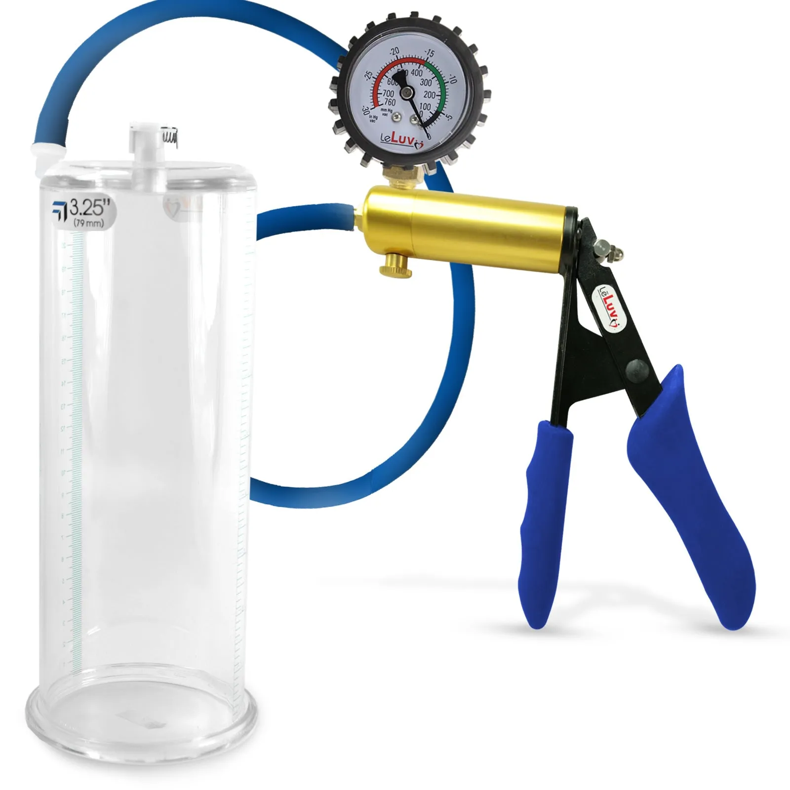 Penis Pump LeLuv ULTIMA   Gauge Options | Blue Premium Silicone Handle & Hose