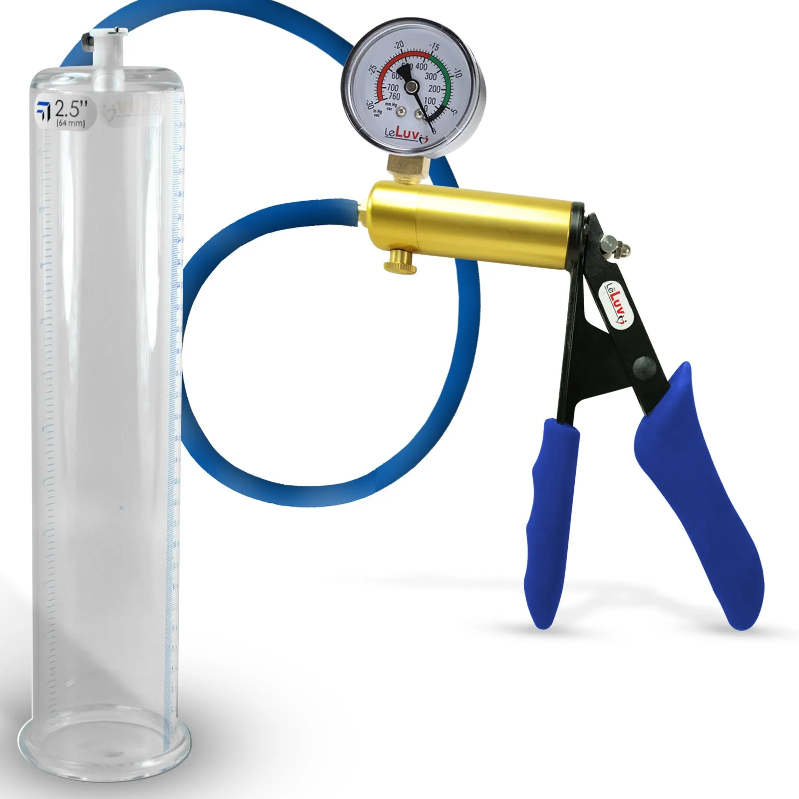 Penis Pump LeLuv ULTIMA   Gauge Options | Blue Premium Silicone Handle & Hose