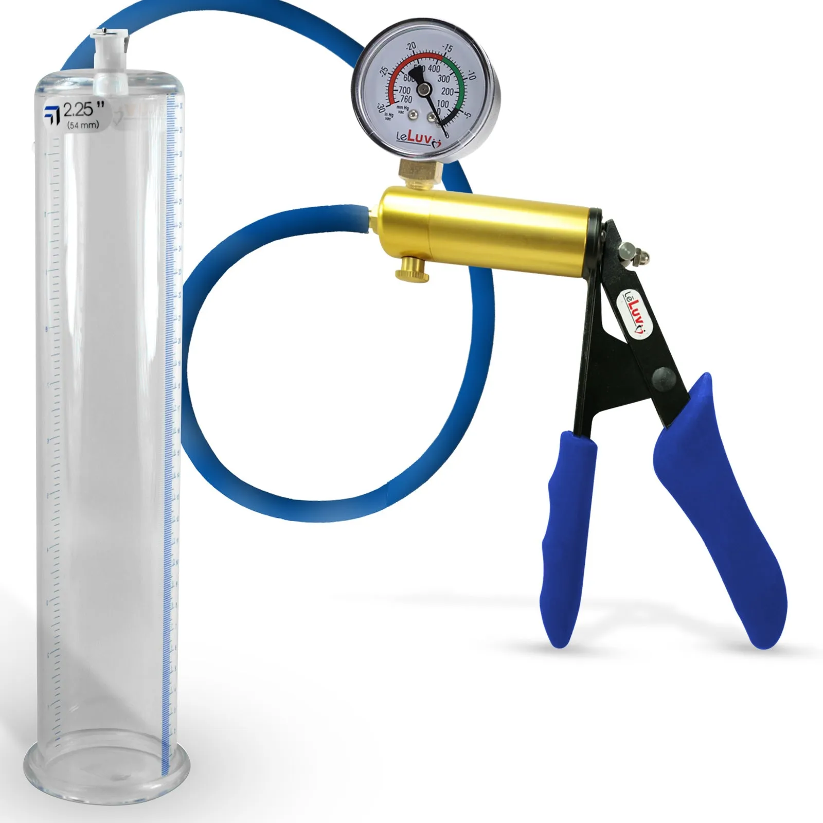 Penis Pump LeLuv ULTIMA   Gauge Options | Blue Premium Silicone Handle & Hose