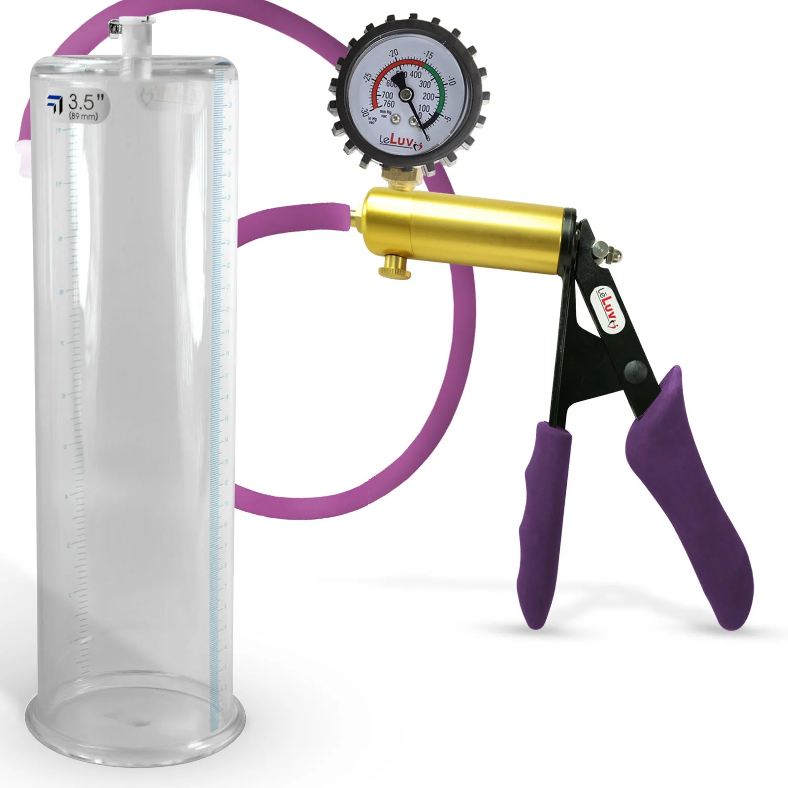 Penis Pump LeLuv ULTIMA | Purple Premium Silicone Handle & Hose | Gauge Options