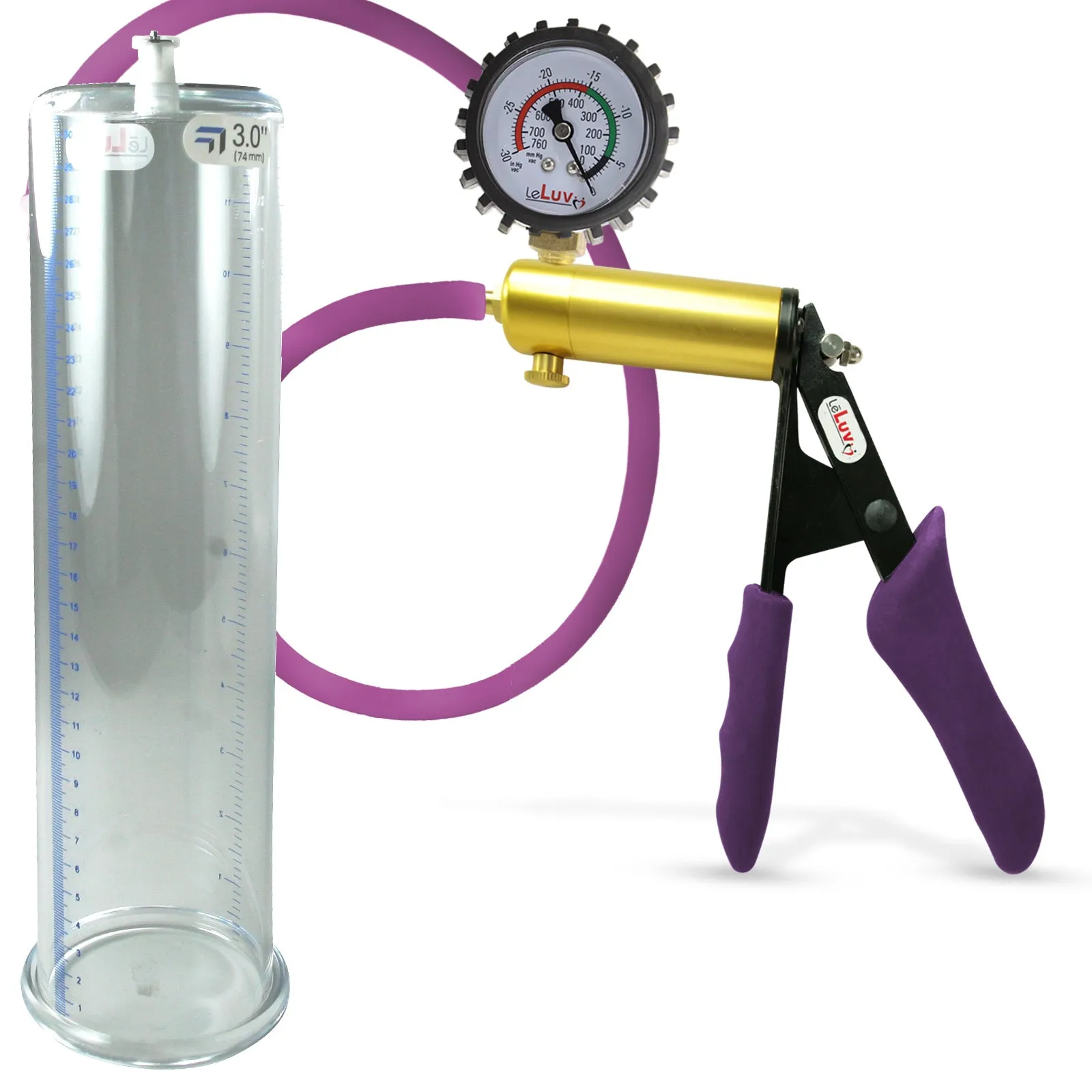 Penis Pump LeLuv ULTIMA | Purple Premium Silicone Handle & Hose | Gauge Options