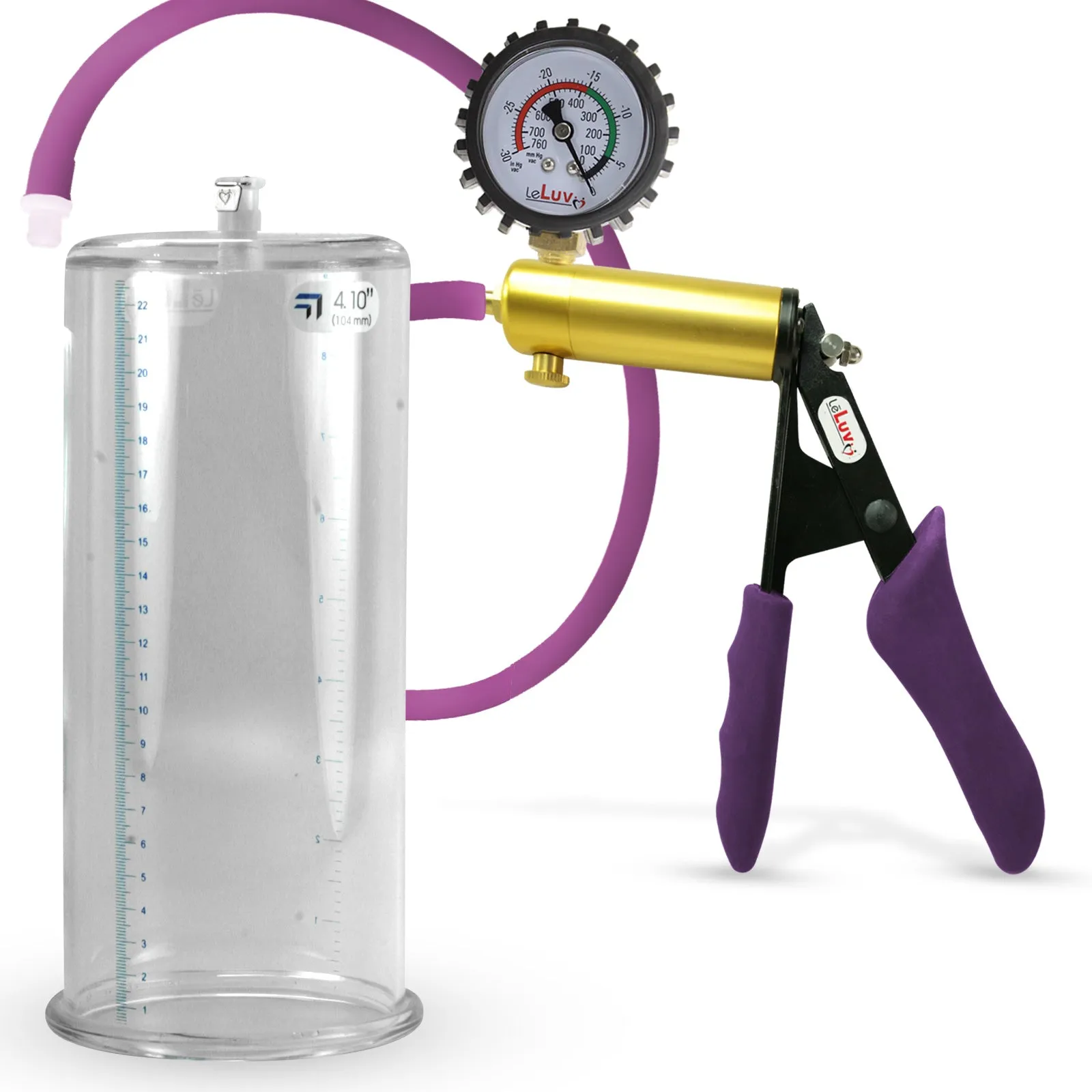 Penis Pump LeLuv ULTIMA | Purple Premium Silicone Handle & Hose | Gauge Options