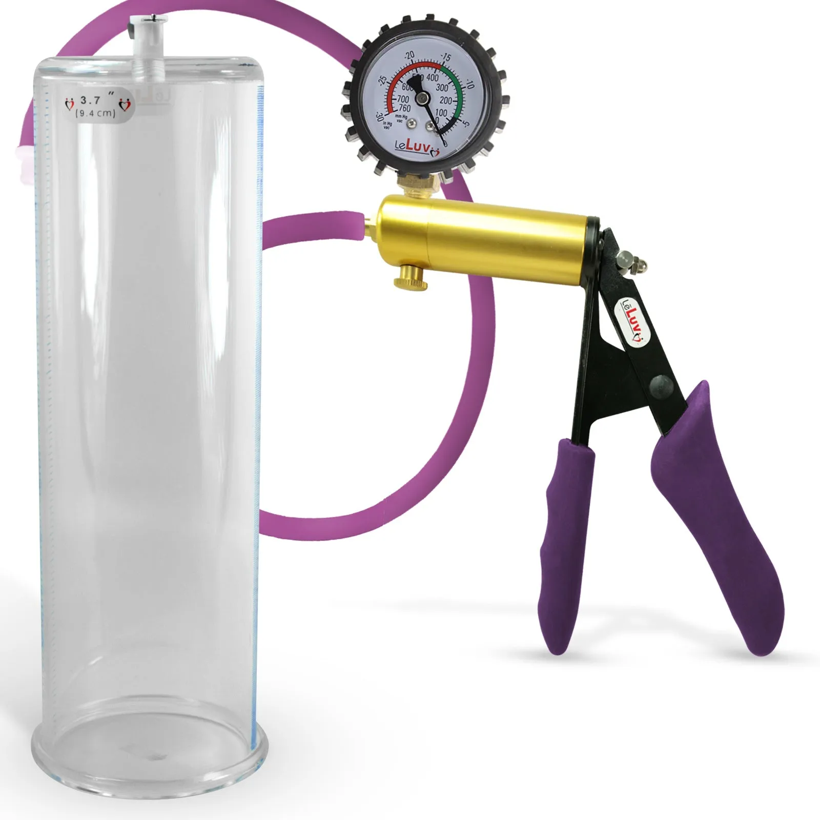 Penis Pump LeLuv ULTIMA | Purple Premium Silicone Handle & Hose | Gauge Options