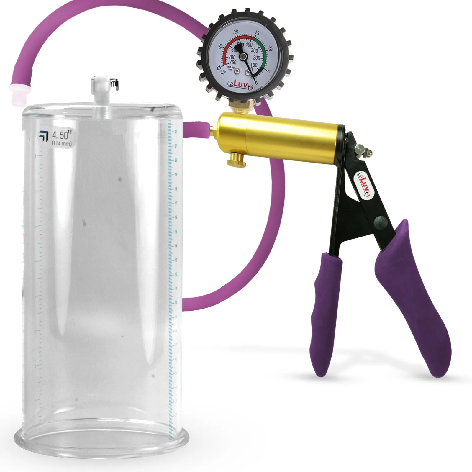 Penis Pump LeLuv ULTIMA | Purple Premium Silicone Handle & Hose | Gauge Options