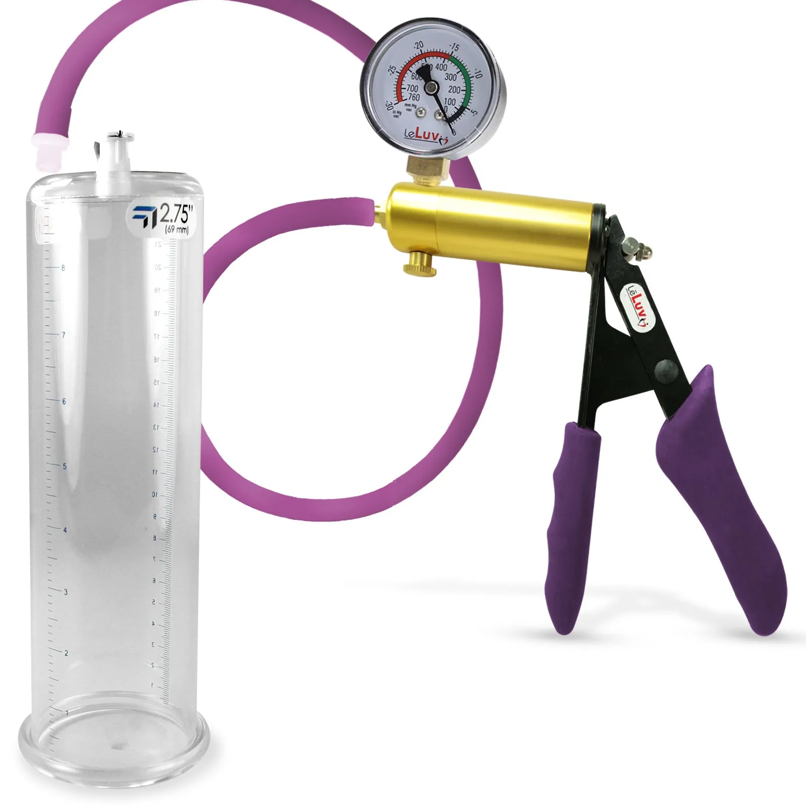 Penis Pump LeLuv ULTIMA | Purple Premium Silicone Handle & Hose | Gauge Options