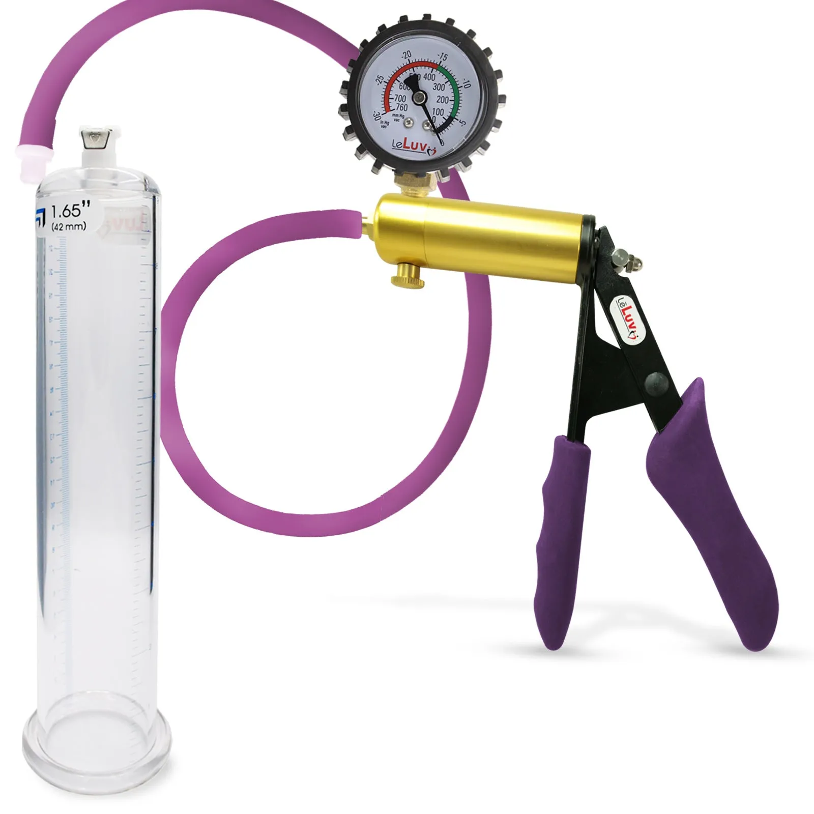 Penis Pump LeLuv ULTIMA | Purple Premium Silicone Handle & Hose | Gauge Options