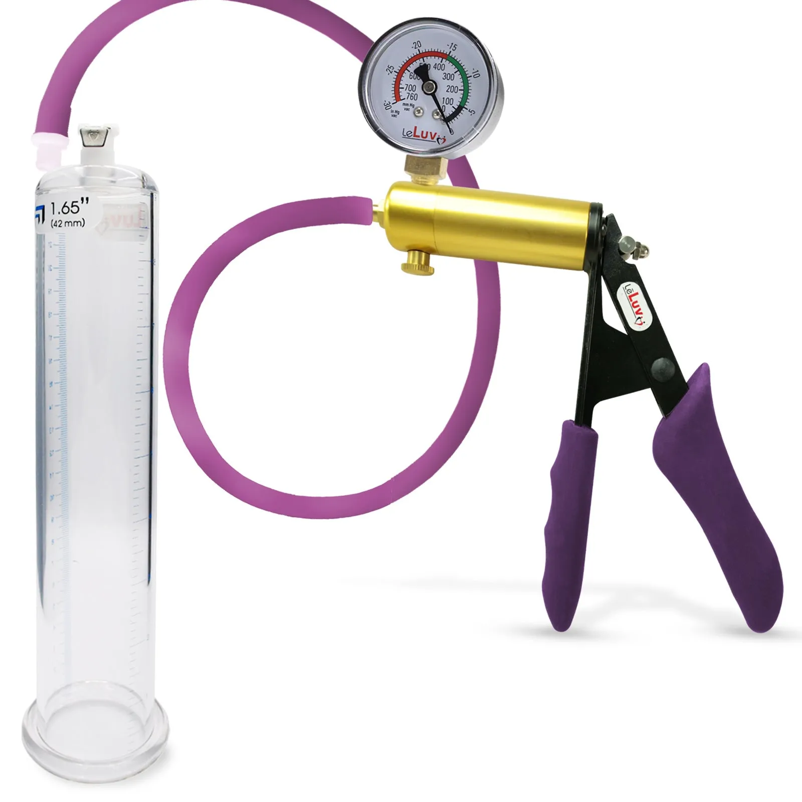 Penis Pump LeLuv ULTIMA | Purple Premium Silicone Handle & Hose | Gauge Options