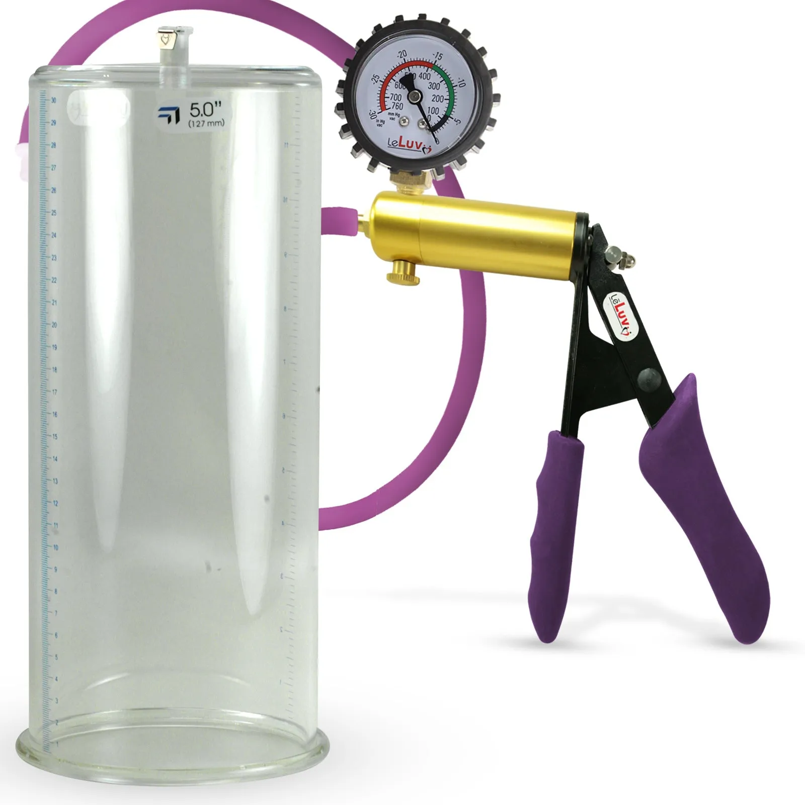 Penis Pump LeLuv ULTIMA | Purple Premium Silicone Handle & Hose | Gauge Options