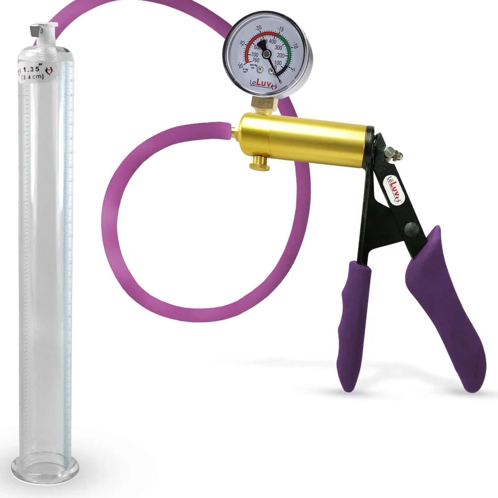 Penis Pump LeLuv ULTIMA | Purple Premium Silicone Handle & Hose | Gauge Options