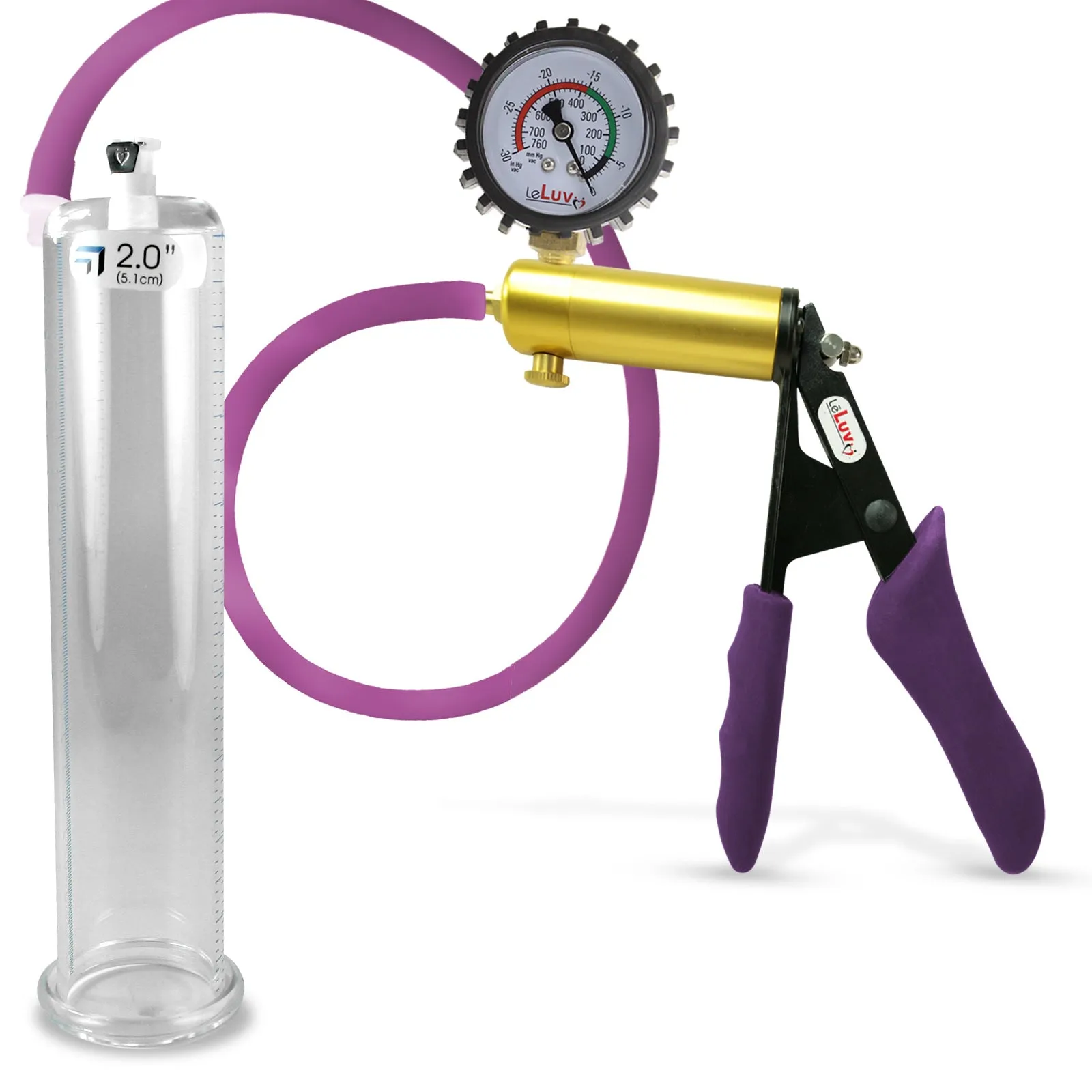 Penis Pump LeLuv ULTIMA | Purple Premium Silicone Handle & Hose | Gauge Options